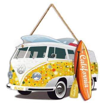 SURFPISTOLS Mini Bus California Plaque Métal Déco