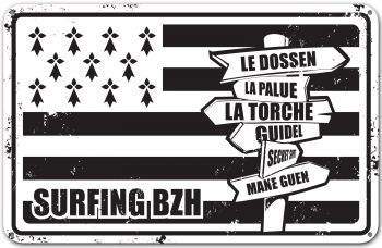 SURFPISTOLS Idées cadeaux Plaque métal Surfing BZH