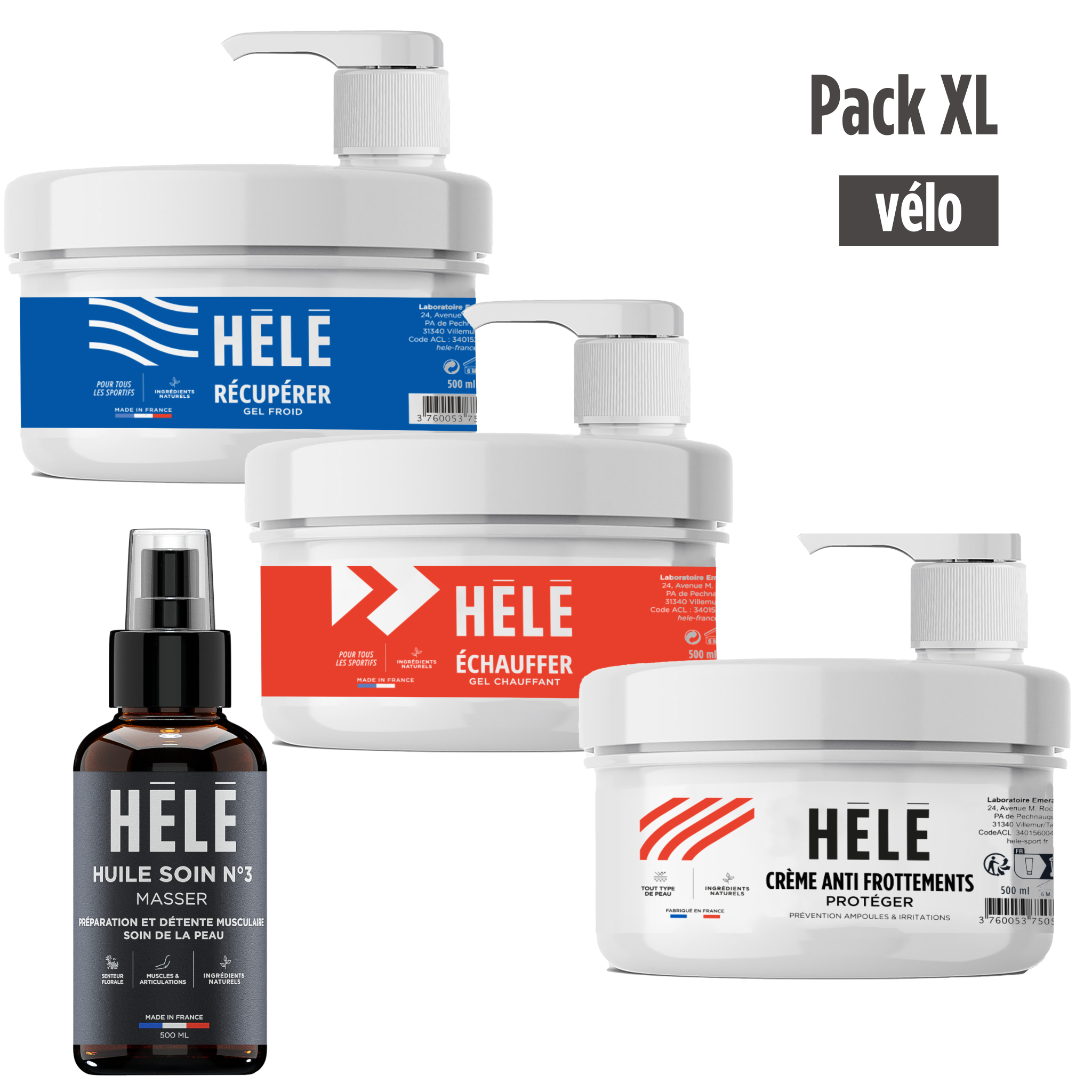 Hélé Nos packs pack vélo classique 75ml huile neutre