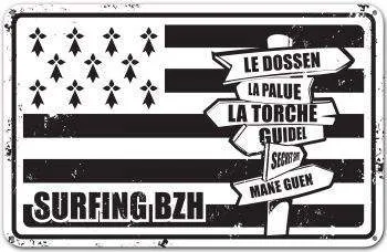 SURFPISTOLS Idées cadeaux Plaque métal Surfing BZH