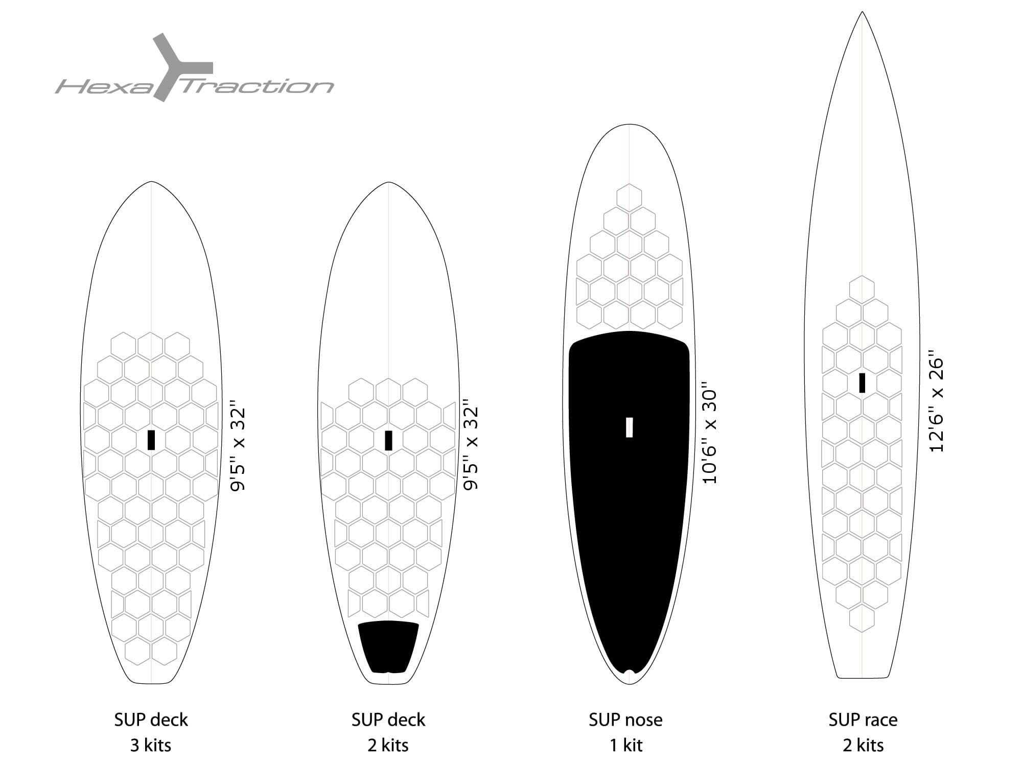 SURFPISTOLS HexaTraction pads surf antidérapant noir