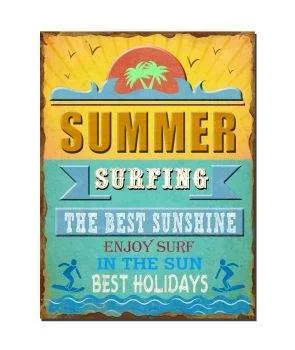 Surfpistols Summer plaque métal décorative plage vintage