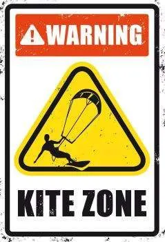 Surfpistols Idées cadeaux Warning Kite Zone plaque métal acier intérieur
