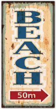 Surfpistols Idées Cadeaux Plaque Métal Beach 50 M Vintage