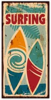 SURFPISTOLS Idées Cadeaux Plaque Métal Surfing Déco Vintage