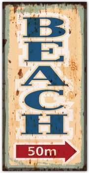 Surfpistols Idées Cadeaux Plaque Métal Beach 50 M Vintage