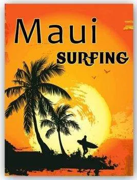 SURFPISTOLS Idées Cadeaux Plaque Métal Maui Surfing Vintage