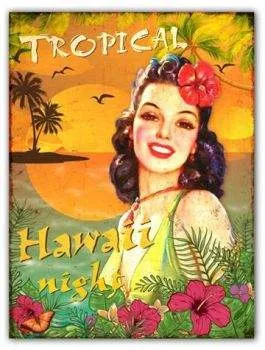 SURFPISTOLS Idées Cadeaux Hawaii Night plaque métal