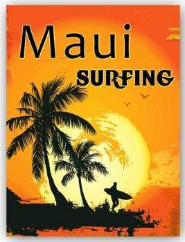 SURFPISTOLS Idées Cadeaux Plaque Métal Maui Surfing Vintage