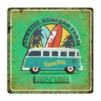 Surfpistols Sunrise Camper plaque métal déco vintage