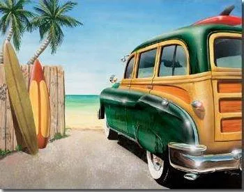 SURFPISTOLS Green Woody Plaque Métal Déco Vintage