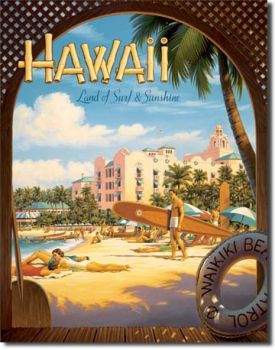SURFPISTOLS Idées Cadeaux Plaque Métal Hawaii Waikiki
