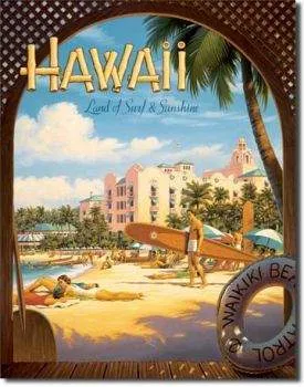 SURFPISTOLS Idées Cadeaux Plaque Métal Hawaii Waikiki