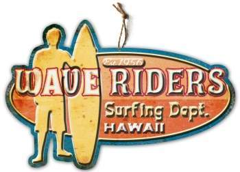 SURFPISTOLS Idées cadeaux Surfing Hawaii plaque métal déco vintage