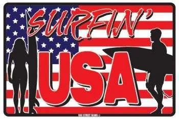 Surfpistols Idées cadeaux Surfing USA plaque métal alu collector