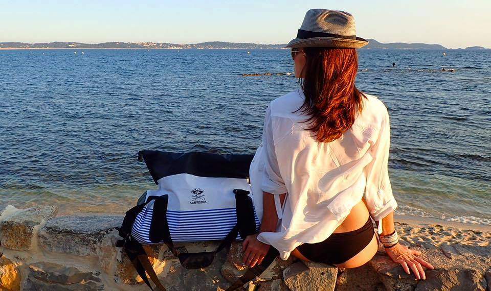 SURFPISTOLS Dry Duffle marinière White 30L sac étanche