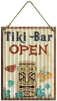 SURFPISTOLS Idées cadeaux plaque métal Tiki Bar Open déco acier