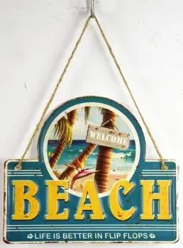 SURFPISTOLS Life in Flip Flop plaque métal déco vintage