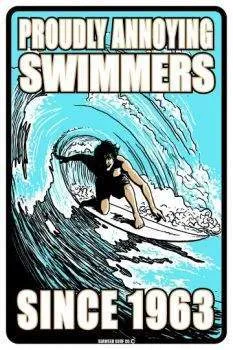 SURFPISTOLS Swimmers Plaque Métal Déco Vintage Surf