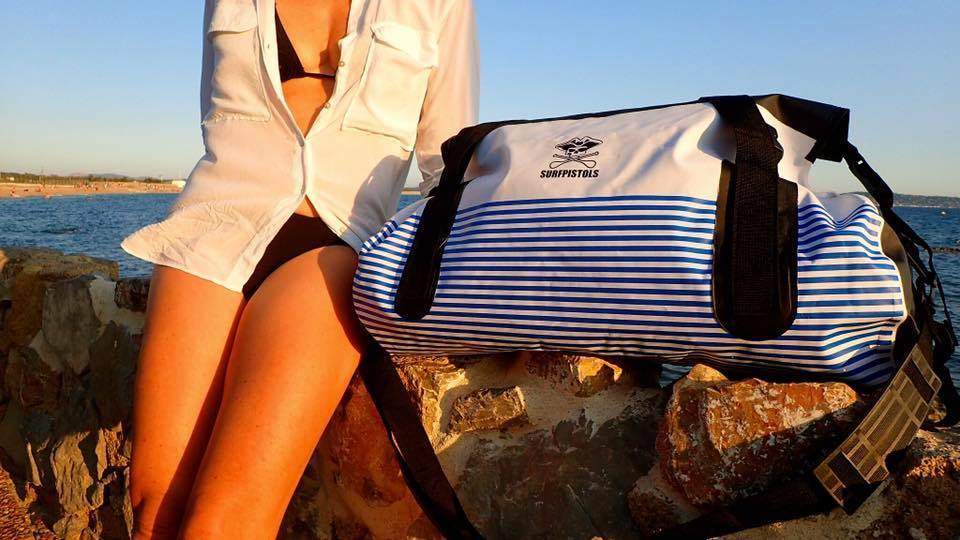 SURFPISTOLS Dry Duffle marinière White 30L sac étanche