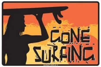 Surfpistols Idées cadeaux plaque métal Gone Surfing Sunset alu