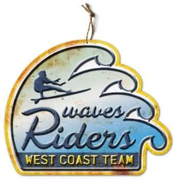 SURFPISTOLS Wave Rider plaque métal déco vintage intérieur