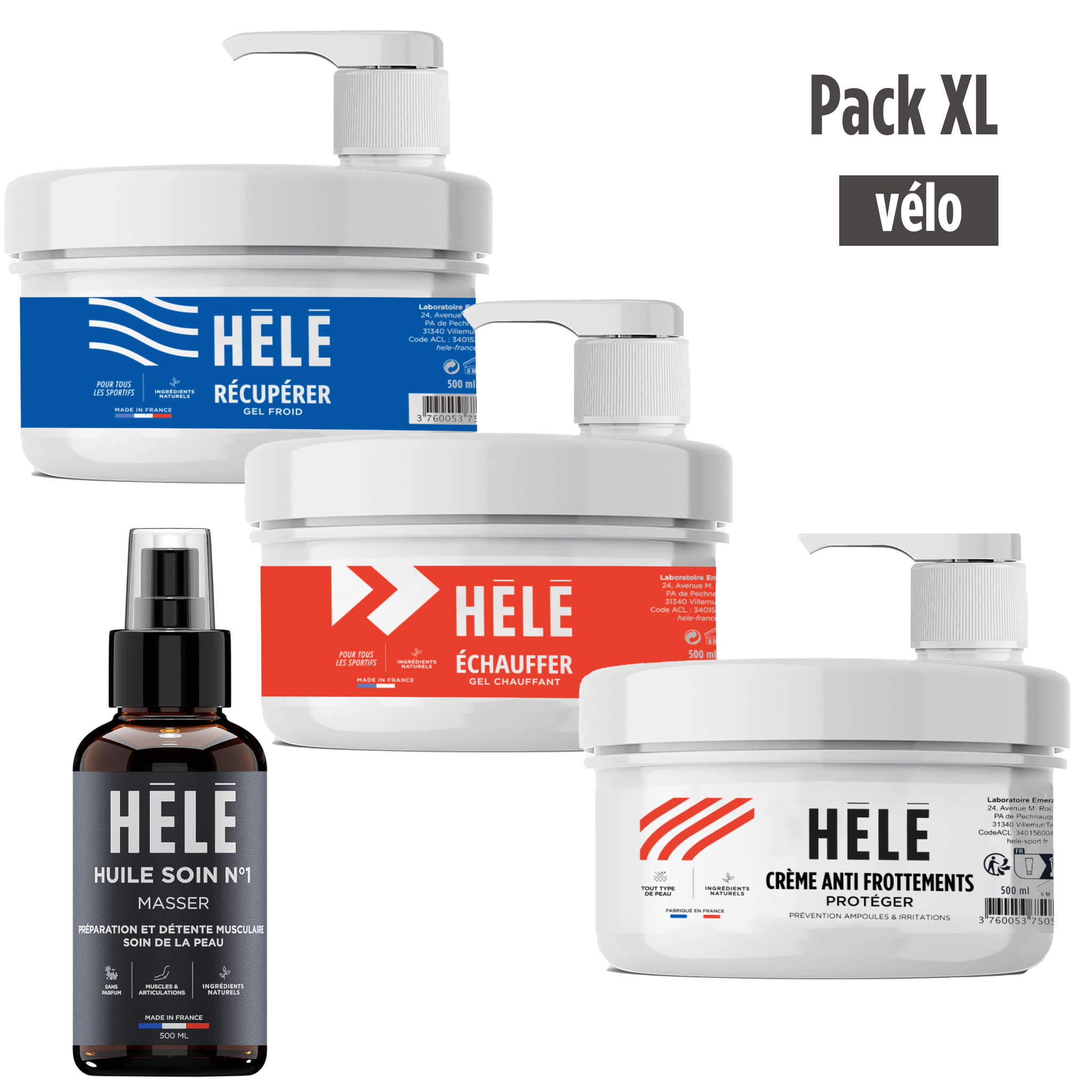 Hélé Nos packs pack vélo classique 75ml huile neutre