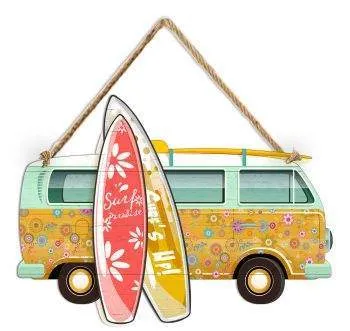 Surfpistols Idées cadeaux Mini Bus Orange plaque métal acier vanlife