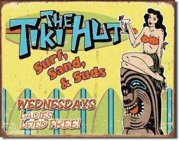 SURFPISTOLS Idées cadeaux PLAQUE METAL THE TIKI HUT vintage
