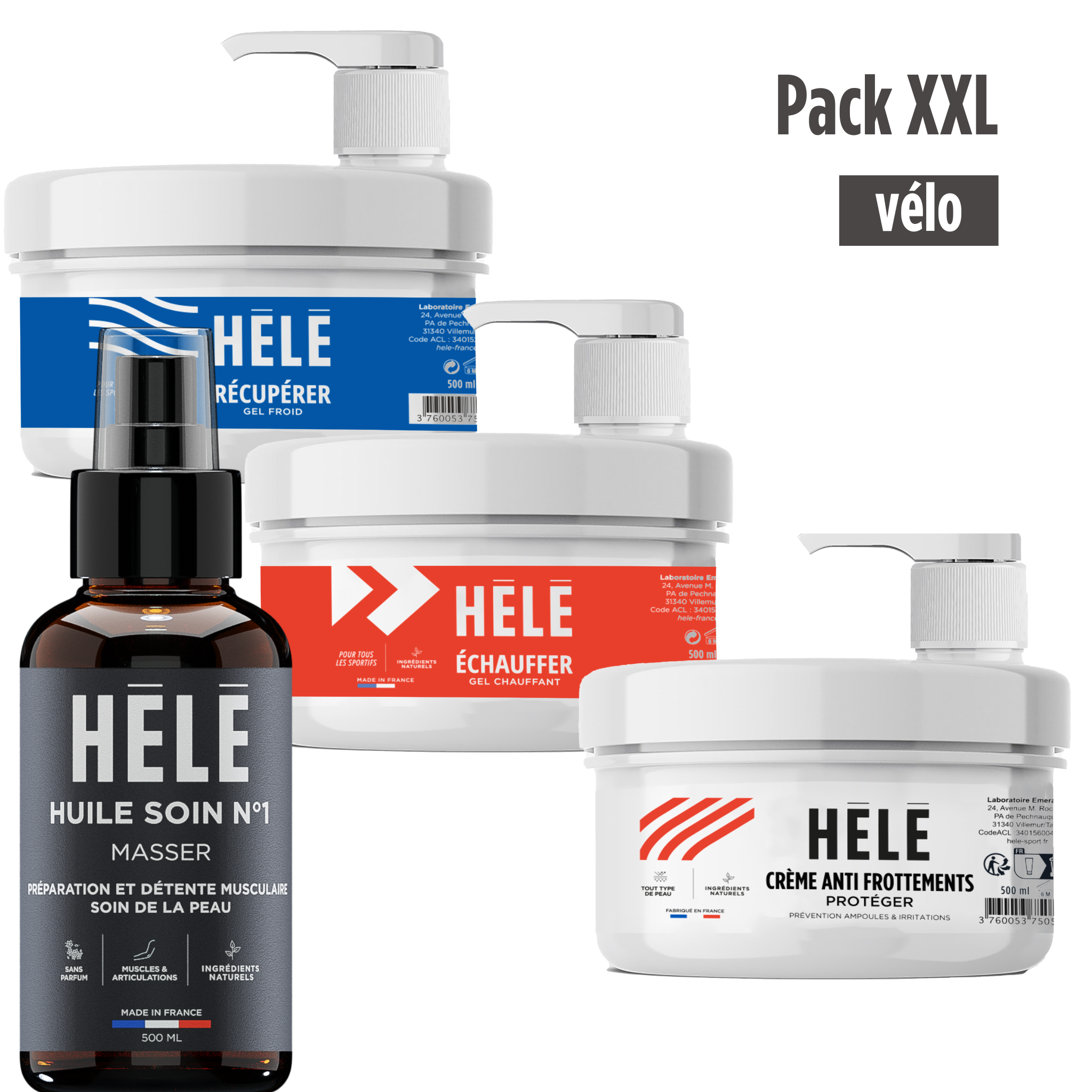 Hélé Nos packs pack vélo classique 75ml huile neutre