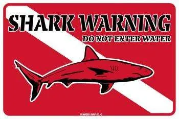 SURFPISTOLS Shark Warning plaque métal alu vintage