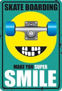 Surfpistols Smile Skate plaque métal déco alu