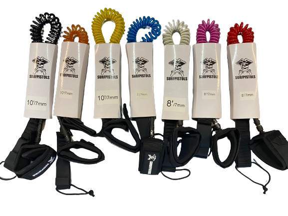 SURFPISTOLS Stand Up Paddle Leash 8' Knee Coiled Genou Spirale