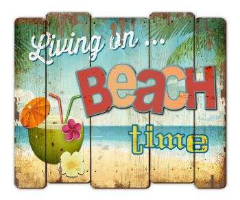 SURFPISTOLS Idées cadeaux tableau bois LIVING ON BEACH