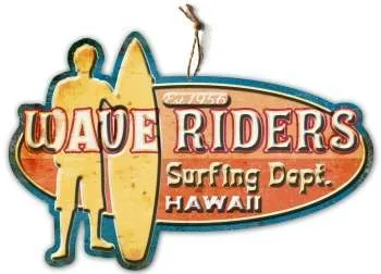SURFPISTOLS Idées cadeaux Surfing Hawaii plaque métal déco vintage