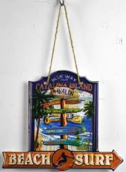 SURFPISTOLS Beach Sign plaque métal déco plage vintage