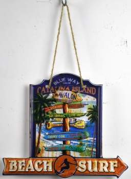 SURFPISTOLS Beach Sign plaque métal déco plage vintage