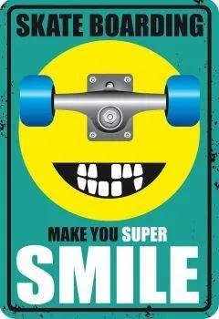 Surfpistols Smile Skate plaque métal déco alu